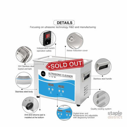 4.5L Digital Ultrasonic Cleaner - Ultra Sonic Bath Jewellery Cleaning - Appliances > Other Cleaning Appliances >
