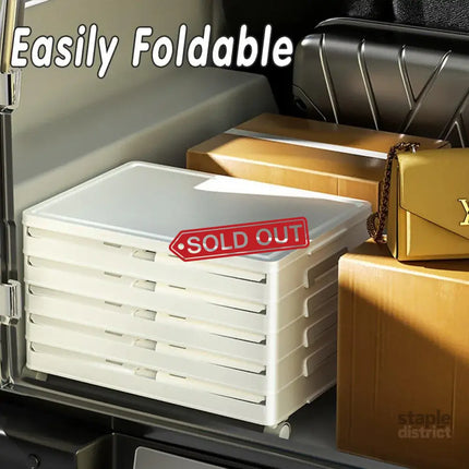 4 Tier Plastic Storage Cabinet with Wheels Large Capacity Foldable Storage Bins - Baby & Kids > Kid’s Furniture > Toy