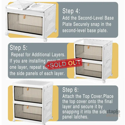 4 Tier Plastic Storage Cabinet with Wheels Large Capacity Foldable Storage Bins - Baby & Kids > Kid’s Furniture > Toy