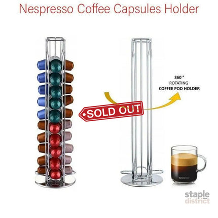 40 Capsules Rotating Coffee Pod Holder Rack for Nespresso Chrome Countertop Stand - Appliances > Kitchen Appliances >