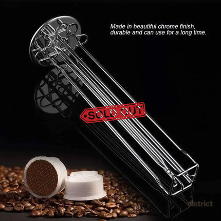 40 Capsules Rotating Coffee Pod Holder Rack for Nespresso Chrome Countertop Stand - Appliances > Kitchen Appliances >