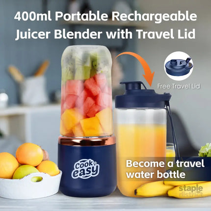 400ml USB-C Rechargeable Portable Juicer with Travel Lid – Personal Blender for Smoothies & Shakes - Appliances >