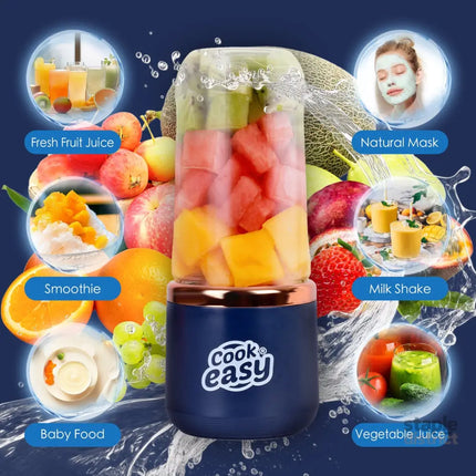 400ml USB-C Rechargeable Portable Juicer with Travel Lid – Personal Blender for Smoothies & Shakes - Appliances >