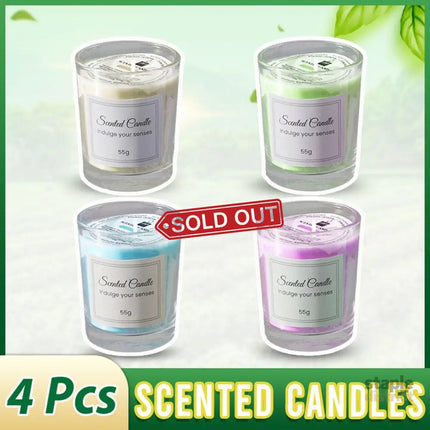 4Pcs Aroma Candles Smokeless Glass Scented Candles Gift Set for Relaxation - Appliances > Aroma Diffusers & Humidifiers