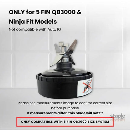 5 Fin 85mm Blade Replacement Compatible with Nutri Ninja QB3000 - Not Auto IQ - Appliances > Kitchen Appliances > Food