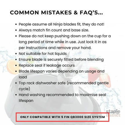 5 Fin 85mm Blade Replacement Compatible with Nutri Ninja QB3000 - Not Auto IQ - Appliances > Kitchen Appliances > Food