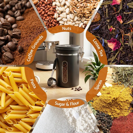 5-Star Chef 1.8L Stainless Steel Coffee Bean Storage Container Coffee Canister - Appliances > Kitchen Appliances >