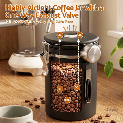 5-Star Chef 1.8L Stainless Steel Coffee Bean Storage Container Coffee Canister - Appliances > Kitchen Appliances >