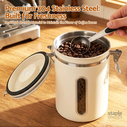 5-Star Chef 1.8L Stainless Steel Coffee Bean Storage Container Coffee Canister - Appliances > Kitchen Appliances >