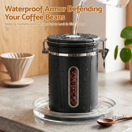 5-Star Chef 1.8L Stainless Steel Coffee Bean Storage Container Coffee Canister - Appliances > Kitchen Appliances >