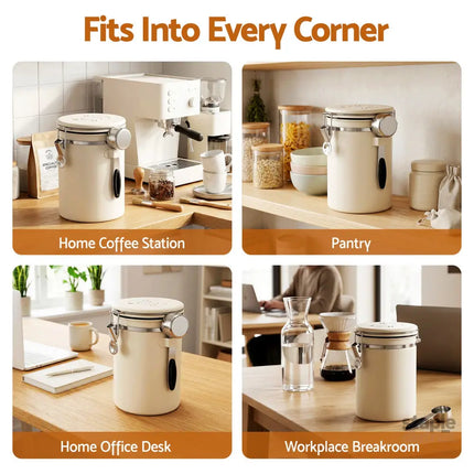 5-Star Chef 1.8L Stainless Steel Coffee Bean Storage Container Coffee Canister - Appliances > Kitchen Appliances >