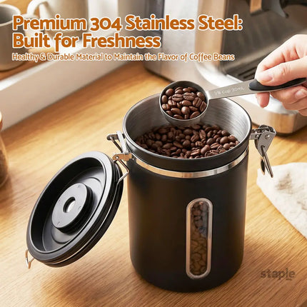 5-Star Chef 1.8L Stainless Steel Coffee Bean Storage Container Coffee Canister - Appliances > Kitchen Appliances >