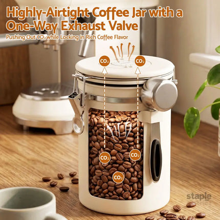 5-Star Chef 1.8L Stainless Steel Coffee Bean Storage Container Coffee Canister - Appliances > Kitchen Appliances >