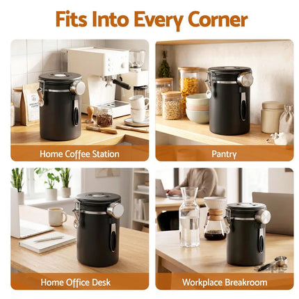 5-Star Chef 1.8L Stainless Steel Coffee Bean Storage Container Coffee Canister - Appliances > Kitchen Appliances >