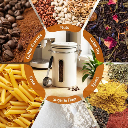 5-Star Chef 1.8L Stainless Steel Coffee Bean Storage Container Coffee Canister - Appliances > Kitchen Appliances >