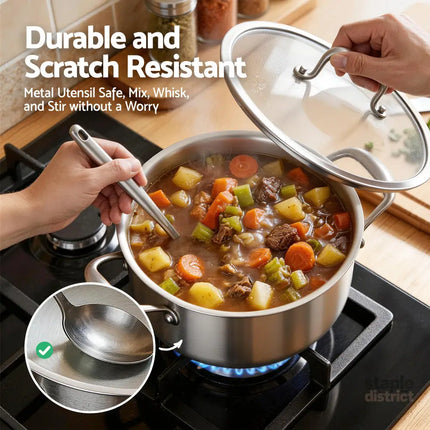5-Star Chef 4.5L 24cm Stainless Steel Dutch Oven Pot with Lid and Stay-Cool Handle - Appliances > Kitchen Appliances >