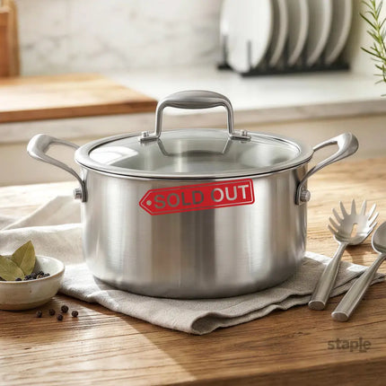 5-Star Chef 4.5L 24cm Stainless Steel Dutch Oven Pot with Lid and Stay-Cool Handle - Appliances > Kitchen Appliances >
