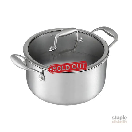 5-Star Chef 4.5L 24cm Stainless Steel Dutch Oven Pot with Lid and Stay-Cool Handle - Appliances > Kitchen Appliances >