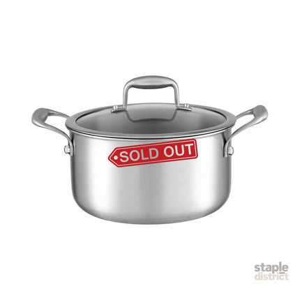 5-Star Chef 4.5L 24cm Stainless Steel Dutch Oven Pot with Lid and Stay-Cool Handle - Appliances > Kitchen Appliances >
