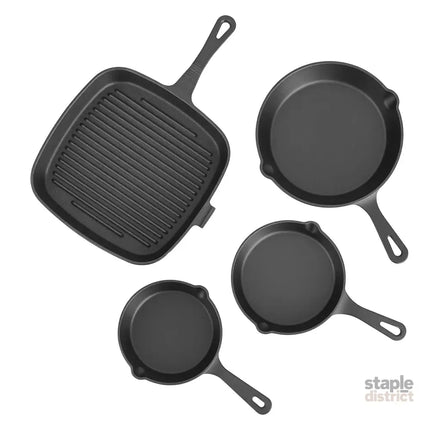 5-Star Chef Cast Iron Fry Pan Skillet Cookware Set Induction Black 14/16/20/24cm - Home & Garden > Kitchenware >