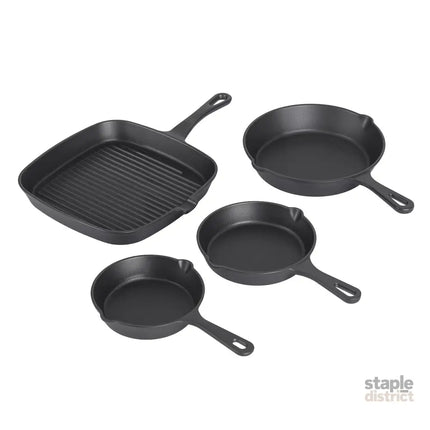 5-Star Chef Cast Iron Fry Pan Skillet Cookware Set Induction Black 14/16/20/24cm - Home & Garden > Kitchenware >