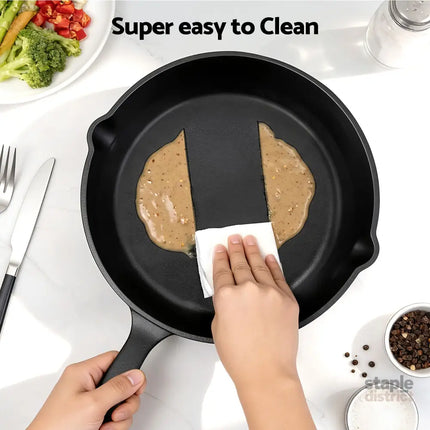 5-Star Chef Cast Iron Fry Pan Skillet Cookware Set Induction Black 14/16/20/24cm - Home & Garden > Kitchenware >