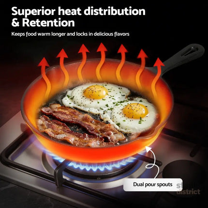 5-Star Chef Cast Iron Fry Pan Skillet Cookware Set Induction Black 14/16/20/24cm - Home & Garden > Kitchenware >
