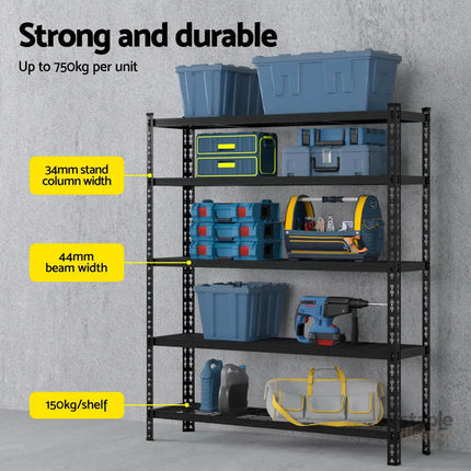 5 x 1.8M Giantz Garage Shelving Warehouse Rack - Tools > Tools Storage > Wall Storage Racks