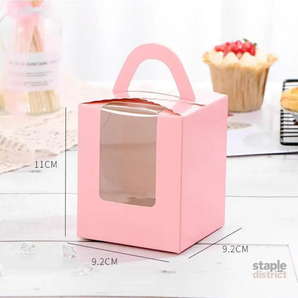 50 Pack Premium Cupcake Boxes with Window Thickened Cardboard Muffin Holders - Pink - Commercial > Packaging > Postage