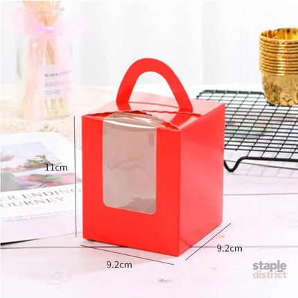 50 Pack Premium Cupcake Boxes with Window Thickened Cardboard Muffin Holders - Pink - Commercial > Packaging > Postage
