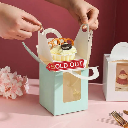 50 Pack Premium Cupcake Boxes with Window Thickened Cardboard Muffin Holders - Red - Commercial > Packaging > Postage