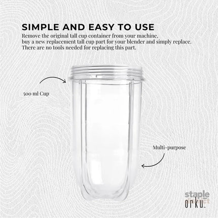 500ml Tall Cup Replacement Compatible with Magic Bullet Cross Blade Blender - Appliances > Kitchen Appliances > Food