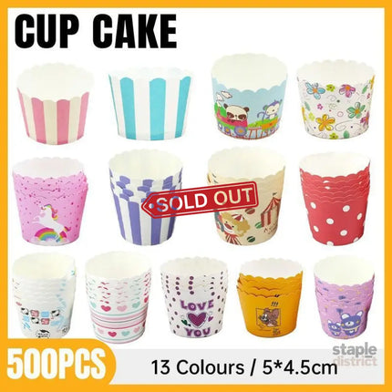 500pcs Colorful Cupcake Muffin Baking Cups Greaseproof Nonstick Paper Liners - Cupcake-500pcs-DJMCB - Commercial >