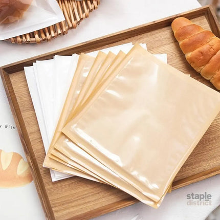 500PCS Transparent Food Greaseproof Bag Sandwich Donut Bread Packaging Pouch - Cowhide 21X25CM - Commercial > Packaging