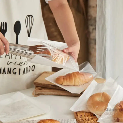 500PCS Transparent Food Greaseproof Bag Sandwich Donut Bread Packaging Pouch - Cowhide 21X25CM - Commercial > Packaging