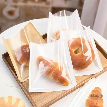 500PCS Transparent Food Greaseproof Bag Sandwich Donut Bread Packaging Pouch - Cowhide 21X25CM - Commercial > Packaging