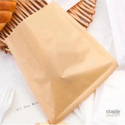 500PCS Transparent Food Greaseproof Bag Sandwich Donut Bread Packaging Pouch - Cowhide 21X25CM - Commercial > Packaging