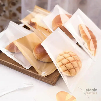 500PCS Transparent Food Greaseproof Bag Sandwich Donut Bread Packaging Pouch - Cowhide 21X25CM - Commercial > Packaging