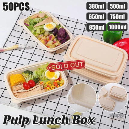 50pcs Eco Friendly Corn Starch Lunch Box Degradable Takeout Bento Container - 850ml - Commercial > Packaging > Postage