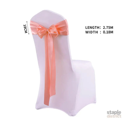 50x Satin Chair Sashes Cloth Cover Wedding Coral-2018816776296599554