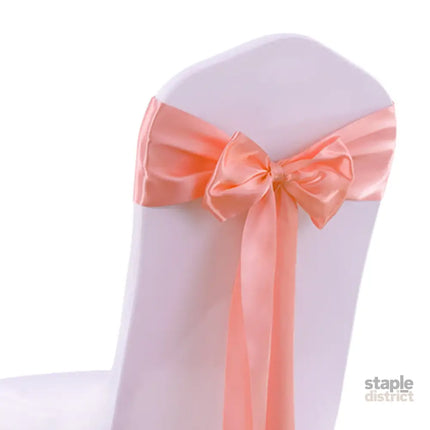 50x Satin Chair Sashes Cloth Cover Wedding Coral-2018816776296599557