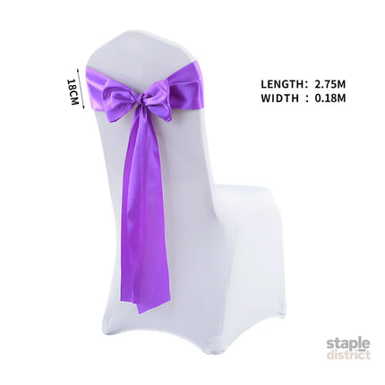 50x Satin Chair Sashes Cloth Cover Wedding Lavender-2018816776787333122