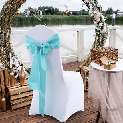 50x Satin Chair Sashes Cloth Cover Wedding Tiffany-2018816777131266054