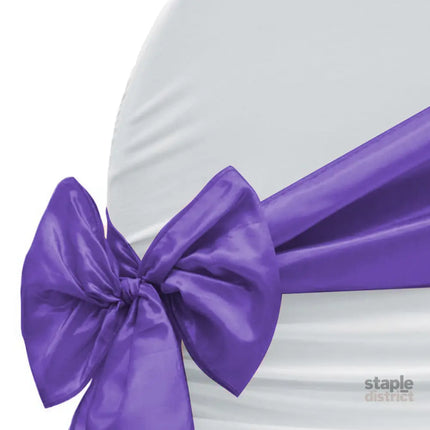 50x Table Runners Coloured Satin Chair Eggplant-2018816772781772805