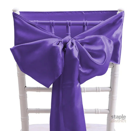 50x Table Runners Coloured Satin Chair Eggplant-2018816772781772806