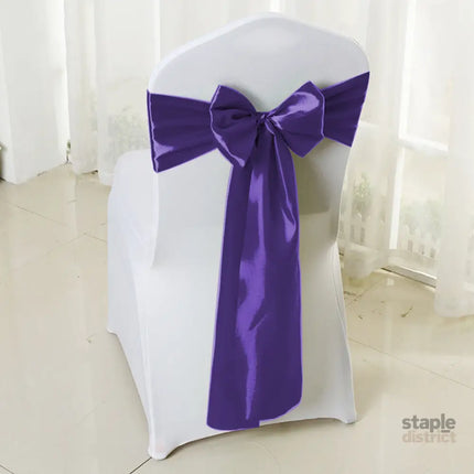 50x Table Runners Coloured Satin Chair Eggplant-2018816772781772807