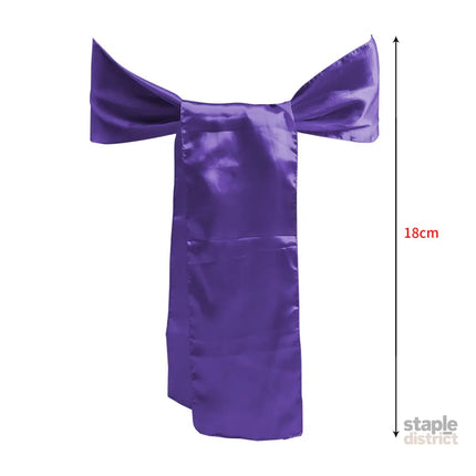 50x Table Runners Coloured Satin Chair Eggplant-2018816772781772802