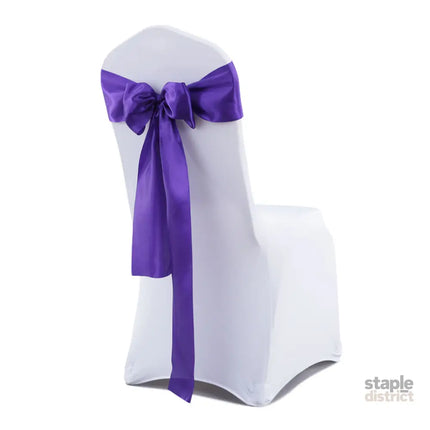 50x Table Runners Coloured Satin Chair Eggplant-2018816772781772800