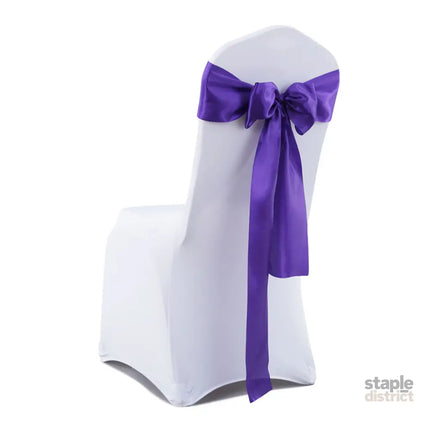 50x Table Runners Coloured Satin Chair Eggplant-2018816772781772801