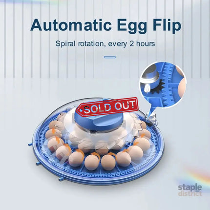 CARLA HOME 52 Egg Incubator with Automatic Turning LED Display Humidity & Temperature Control Auto Water System &